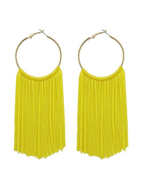 Coiris Hoop Statement Tassels Dangle Drop Earrings for Women