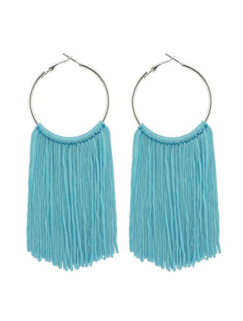 Coiris Hoop Statement Tassels Dangle Drop Earrings for Women