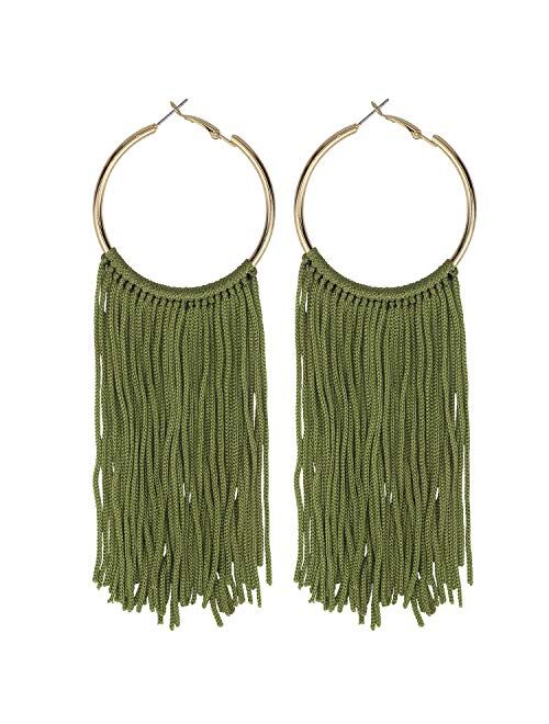 Coiris Hoop Statement Tassels Dangle Drop Earrings for Women