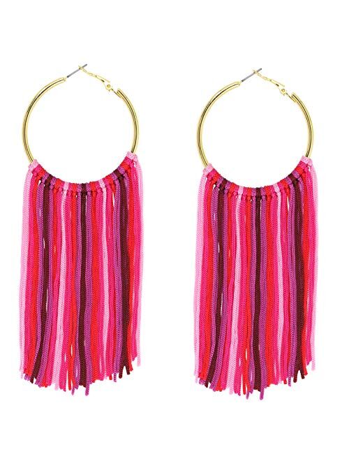 Coiris Hoop Statement Tassels Dangle Drop Earrings for Women