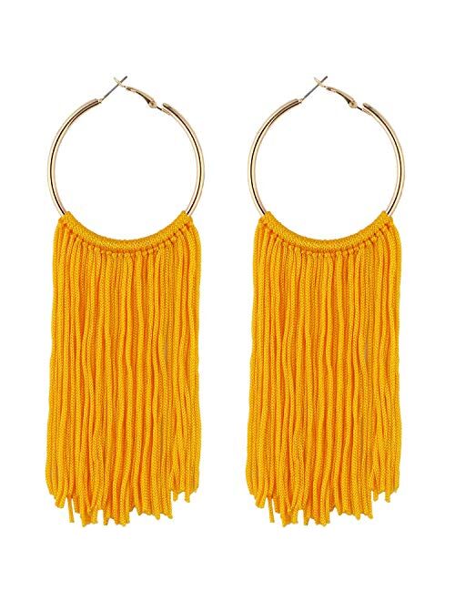 Coiris Hoop Statement Tassels Dangle Drop Earrings for Women