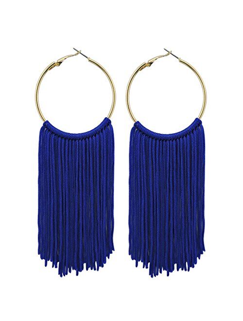 Coiris Hoop Statement Tassels Dangle Drop Earrings for Women