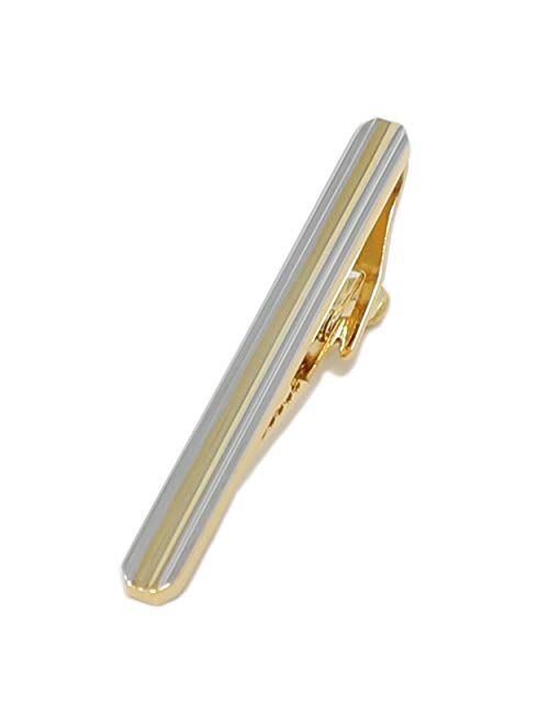 MENDEPOT Classic Silver and Gold Bi-Tone Plating Tie Clips with Gift Box Men Fashion Tie bar