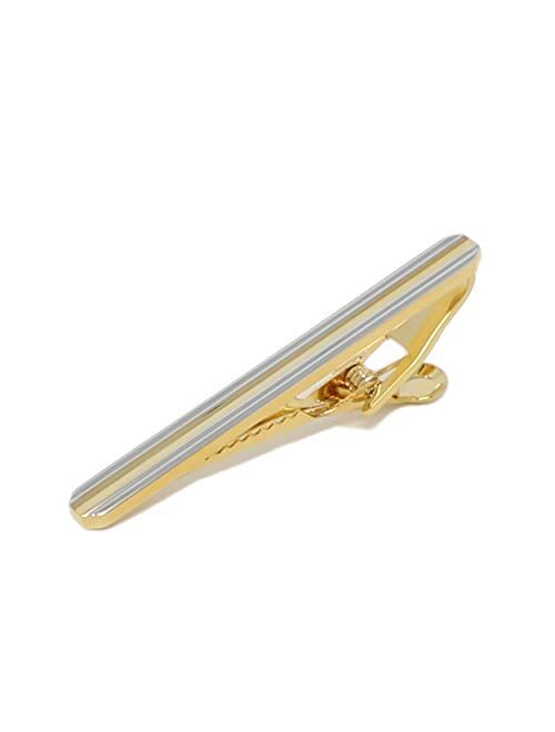 MENDEPOT Classic Silver and Gold Bi-Tone Plating Tie Clips with Gift Box Men Fashion Tie bar