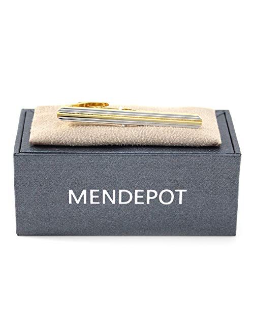 MENDEPOT Classic Silver and Gold Bi-Tone Plating Tie Clips with Gift Box Men Fashion Tie bar