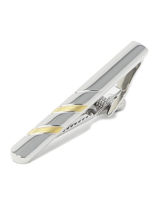 MENDEPOT Classic Silver and Gold Bi-Tone Plating Tie Clips with Gift Box Men Fashion Tie bar