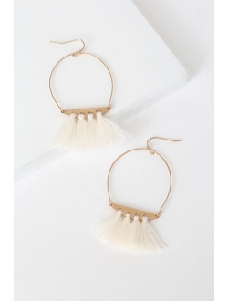 Favorite Charm Gold and Rust Red Tassel Earrings