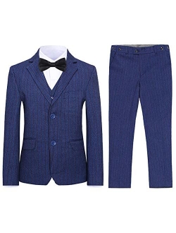 SWOTGdoby Boys Plaid Suits 3 Pieces Suit Set Blazer Vest Pants Formal 7 Colors for Wedding Party