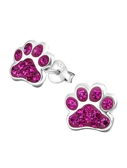 925 Sterling Silver Paw Print Stud Earrings (Choose Your Style) (Nickel Free)