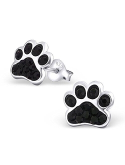 925 Sterling Silver Paw Print Stud Earrings (Choose Your Style) (Nickel Free)