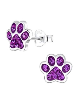 925 Sterling Silver Paw Print Stud Earrings (Choose Your Style) (Nickel Free)