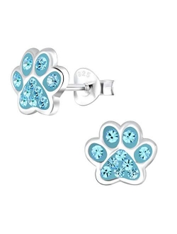 925 Sterling Silver Paw Print Stud Earrings (Choose Your Style) (Nickel Free)