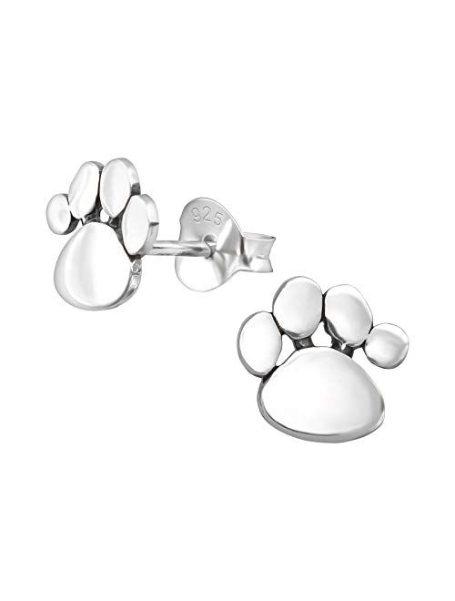 925 Sterling Silver Paw Print Stud Earrings (Choose Your Style) (Nickel Free)