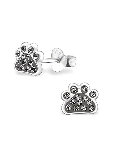 925 Sterling Silver Paw Print Stud Earrings (Choose Your Style) (Nickel Free)