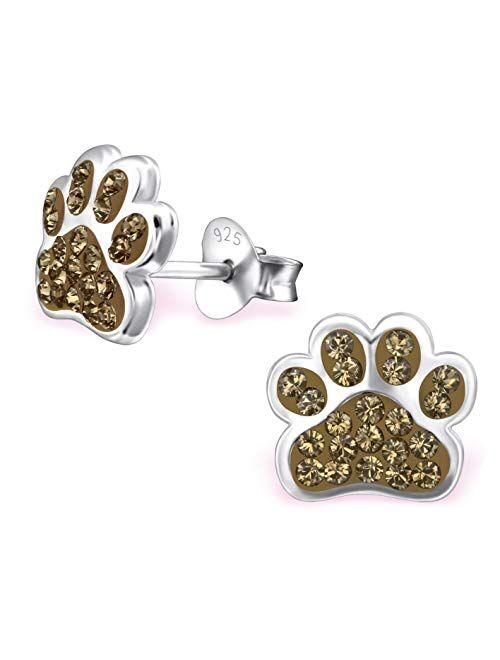 925 Sterling Silver Paw Print Stud Earrings (Choose Your Style) (Nickel Free)