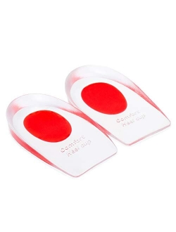 Gel Silicone Heel Cups/Pads - 1 Pair Heel Lifts for Achilles Tendonitis, Shoe Wedge Inserts for Plantar Fasciitis, Sore Heel, Bone Spur, Foot Pain Relief Support, Comfort