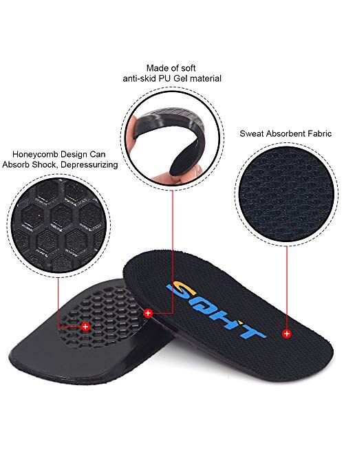 SQHT's Height Increase Insoles - Heel Shoe Lift Inserts for Achilles Tendonitis and Leg Length Discrepancy, Heel Cushion for Men & Women (Large (1" Height))