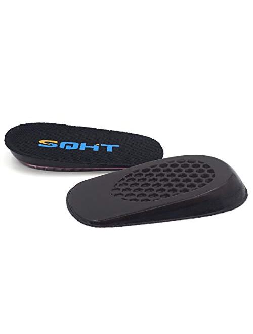 SQHT's Height Increase Insoles - Heel Shoe Lift Inserts for Achilles Tendonitis and Leg Length Discrepancy, Heel Cushion for Men & Women (Large (1" Height))