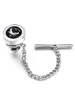 HAWSON Mens Tie Tack with Chain Round Crystal Wedding Business Accessories