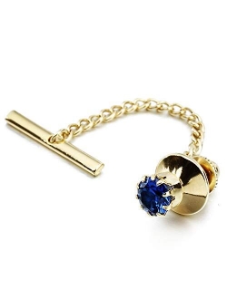 HAWSON Mens Tie Tack with Chain Round Crystal Wedding Business Accessories