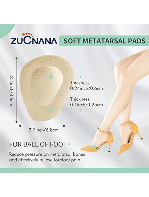 (12 Pieces) Metatarsal Pads for Women High Heels | Ball of Foot Cushions 6 Pairs Foot Pads | Shoe Cushion Inserts for Pain Relief from Neuroma, Callus, and Bunions