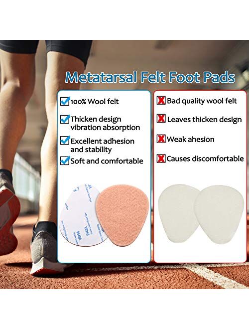 40 Pieces Metatarsal Felt Feet Pads Insert Pads Ball of Foot Cushion Pain Relief Forefoot Support Adhesive Foam Foot Cushion Pad for Men and Women 1/4 Inch Thick (White)