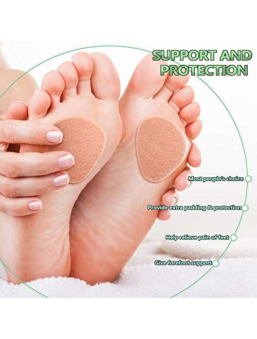 40 Pieces Metatarsal Felt Feet Pads Insert Pads Ball of Foot Cushion Pain Relief Forefoot Support Adhesive Foam Foot Cushion Pad for Men and Women 1/4 Inch Thick (White)