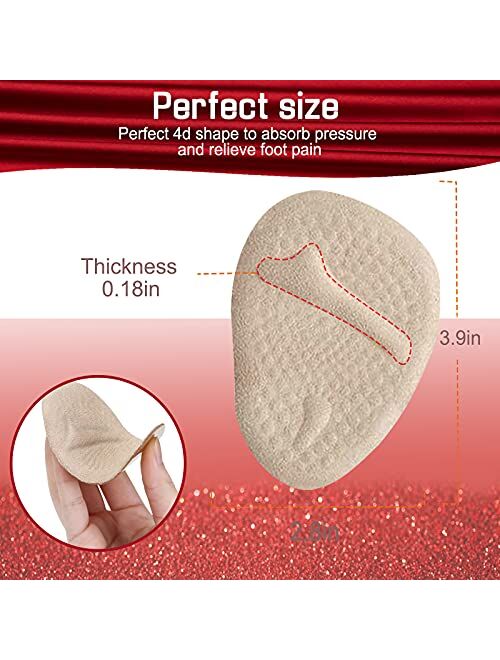 6 Pairs Metatarsal Pads for Women, Professional Reusable Silicone Ball of Foot Cushions, All Day Pain Relief and Comfort Metatarsal Pad, One Size Fits Shoe Inserts (1, 6p