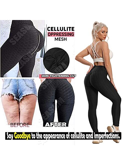 Buy SEASUM Women's High Waist Yoga Pants Tummy Control Slimming Booty  Leggings Workout Running Butt Lift Tights online