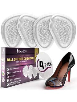 Premium High Heel Inserts [Extra Soft Forefoot Cushioning] Ball of Foot Cushions for Women and Men, Reusable Metatarsal Pads, Prevent Blisters and Calluses, 4 Invisible P