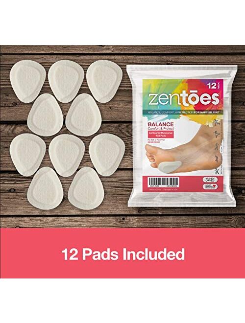 ZenToes Metatarsal Felt Pads - 6 Pair Pack - ¼” Contoured Adhesive Ball of Foot Cushions - Adhere to Shoe Insoles or Feet