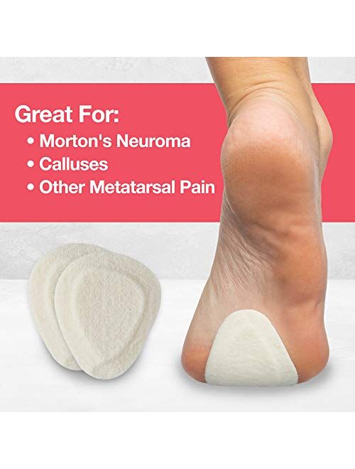 ZenToes Metatarsal Felt Pads - 6 Pair Pack - ¼” Contoured Adhesive Ball of Foot Cushions - Adhere to Shoe Insoles or Feet