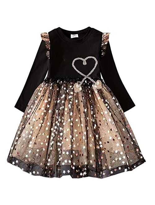 VIKITA Toddler Girls Dresses for Winter Long Sleeve Girls Clothes Tutu Party Dresses for Little Girls 2-8 Years