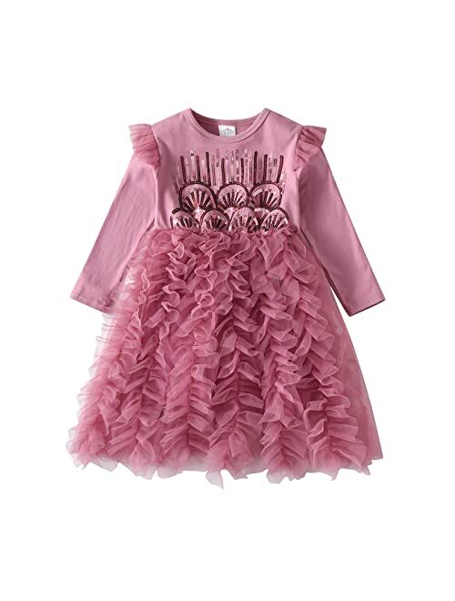 VIKITA Toddler Girls Dresses for Winter Long Sleeve Girls Clothes Tutu Party Dresses for Little Girls 2-8 Years