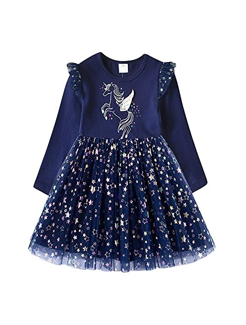 VIKITA Toddler Girls Dresses for Winter Long Sleeve Girls Clothes Tutu Party Dresses for Little Girls 2-8 Years