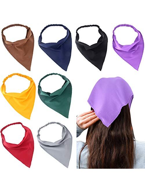 Carede Paisley Elastic Hair Scarf Headbands for Women Floral Bandana Headbands Chiffon Head Kerchief Hairband with Clips for Girls,Pack of 8