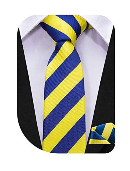 Dubulle Tie for Boys Self Tie Silk Kids Necktie and Pocket Square Set for Age 8-14