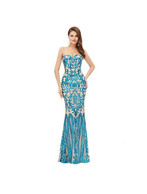 Leyidress Women's Mermaid Dress Bridesmaid Dress Evening Dress Party Prom Gown