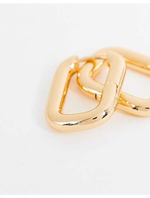 Asos Design pack of 2 hoop earrings in oval hinge in gold tone