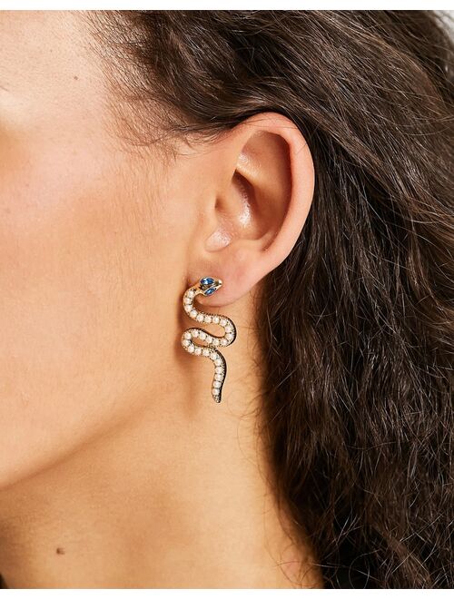 Liars & Lovers encrusted snake stud earrings in gold