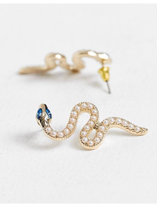 Liars & Lovers encrusted snake stud earrings in gold