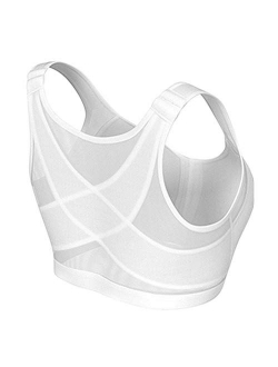 Wireless Posture Support Bra Breathable Front Closure Back Support Bra Underwear for Women Yoga Sports