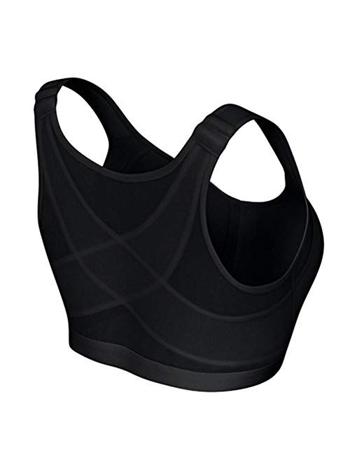 Wireless Posture Support Bra Breathable Front Closure Back Support Bra Underwear for Women Yoga Sports