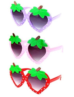 FANCYKIDS Kids Cat Strawberry Shaped Sunglasses for Toddler Girls Age 3-10