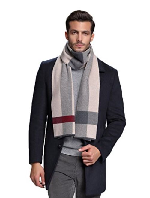 RIONA Men's Winter Cashmere Feel Australian Wool Soft Warm Knitted Scarf