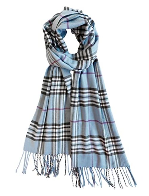 Calvin Olivia Cashmere Feel Scarf Soft Winter Soft Tartan Plaid Fashion Nova Scottish Check Multi-Color Gift for Men Women