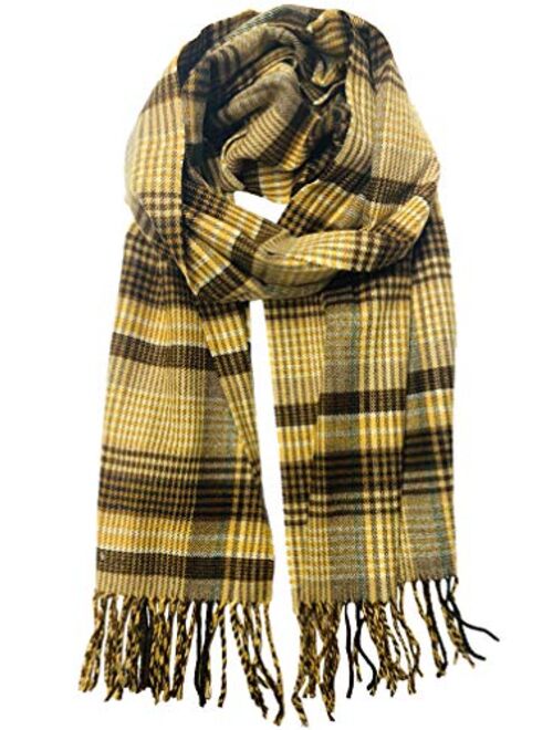 Calvin Olivia Cashmere Feel Scarf Soft Winter Soft Tartan Plaid Fashion Nova Scottish Check Multi-Color Gift for Men Women