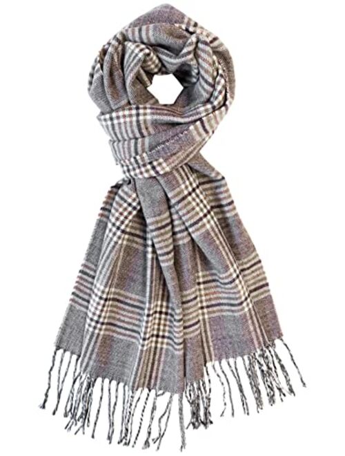 Calvin Olivia Cashmere Feel Scarf Soft Winter Soft Tartan Plaid Fashion Nova Scottish Check Multi-Color Gift for Men Women