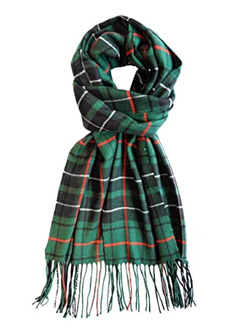 Calvin Olivia Cashmere Feel Scarf Soft Winter Soft Tartan Plaid Fashion Nova Scottish Check Multi-Color Gift for Men Women