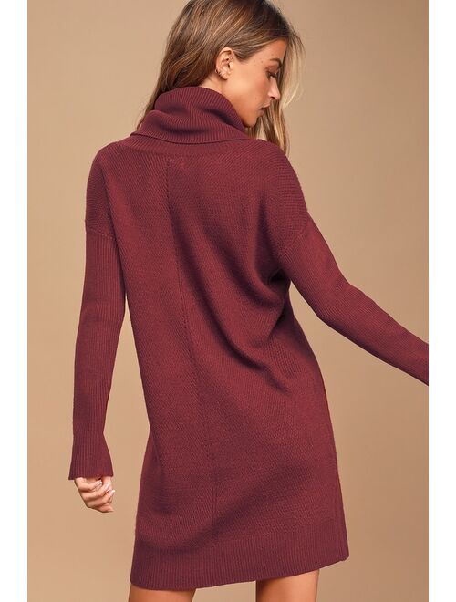 Lulus Tea Reader Burgundy Sweater Dress